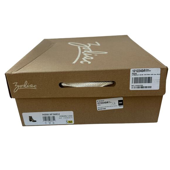 Zodiac Boots Phoenix Snakeskin Black Tan Square Toe Ankle Boot Women's Size 5M - Picture 9 of 11